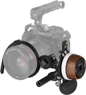 F60 Follow Focus for DSLR and Mirrorless Camera Lenses, with Non-Damping Design & Forward/Reverse Switch & A/B Stops, Included Lens Gear, Gear Ring, 15mm Rod & Rod Clamp - 3850