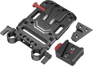 Battery Plate with V-Lock Mount with Dual 15mm Rod Clamp Kit for Camera Power Supply - 4958
