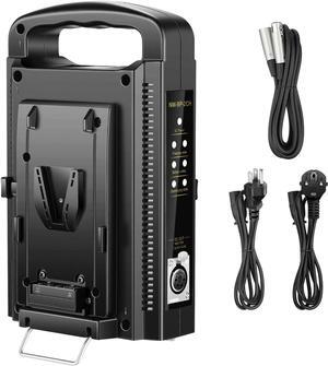 V-Mount/V Lock Dual Channel Battery Charger with DC 16.5V Power Supply, Compatible with All V-Mount Plates (Battery Not Included)