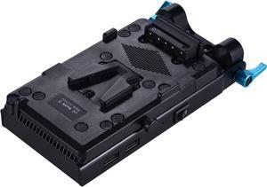 V Mount V-Lock Battery Plate Adapter with 15mm Dual Hole Rod Clamp NP-FW50 Dummy Battery Adapter for BMCC BMPCC Sony A7 A7S A7R A7II A7SII A7RII A6300 A6400 A6500 for Monitor Audio Recorder