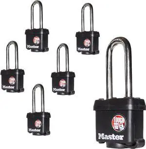 Master Lock (6) Keyed Alike Padlocks w/Thermoplastic Coating and 2"(51mm) Tall Shackle - Model # 311KALH-6