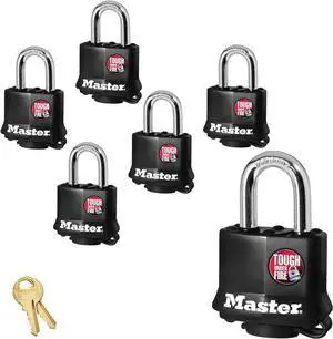 (6) Keyed Alike Padlocks w/Thermoplastic Coating - 311KA-6