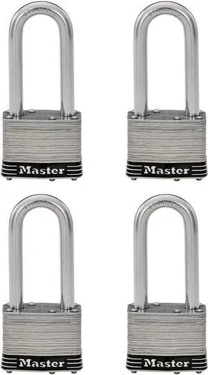 5SSQLJ Stainless Steel Outdoor Padlock with Key, 4 Pack Keyed-Alike, Silver