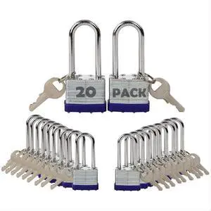 20-Pcs Pack Keyed-Alike Lock Set | Sturdy Hardened Steel | Long Shank Secure | 1-9/16" 40MM Heavy-Duty Body | Same Keys 2 Pcs Each | Superb for Lockers, Tools Box, Fence