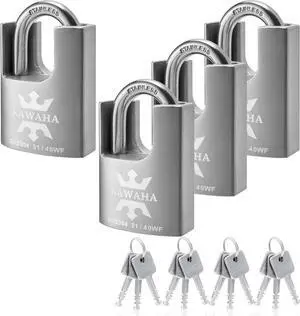 21/40-4PS High Security Stainless Steel Shrouded Padlock with Stainless Steel Key for Both Indoor and Outdoor use (Heavy Duty, Anti-Rust) (1-9/16 in. (40mm), Keyed Alike - 4 Pack)