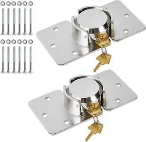 2 Pack Van Door Locks Keyed Alike Heavy Duty Puck Lock for Van w/Hasp High Security Hidden Shackle Padlocks Solid Steel Anti Theft Garage Shed Door Locks w/4Keys for Trailer Truck