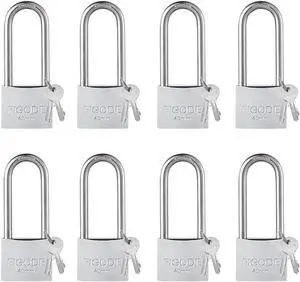 Marine Grade Rustproof Padlock with Stainless Steel Shackle and Chrome Plated Solid Brass Body, Outdoor Padlock Weatherproof, 8 Locks with Same Key, 2.3 in.Long Shackle