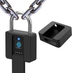 Heavy Keyed Padlock with Silicone Cover, Phone App/Fingerprint/Key Backup, Waterproof Outdoor Gate Padlock, Group Management, Anti-Bump Padlock for Truck, Gates, School, Office