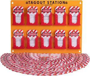 Lockout Tagout Tags Station, 150 Danger Do Not Operate Tags Included, Wall-Mountable Loto Tags Board, 10 Impact-Resistant Holders, Acrylic Lockout Tagout Board