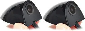 Side View Camera, EWAY Car Door Tape Mounting Blind Spot Side View Camera for Trailers Pickup SUVs RVs, DC 12V (Pack of 2), Tape Mounting, Mirror/Non-Mirror for Upside Down Flip Image - Black