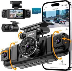 N5 4 Channel Dash Cam 360° View, 1080P Front and Rear Inside, Left Right Dash Camera for Cars, 8 IR Lamps Night Vision, 5G WiFi & APP Control, G-Sensor, Parking Mode, with a Free 128GB SD Card