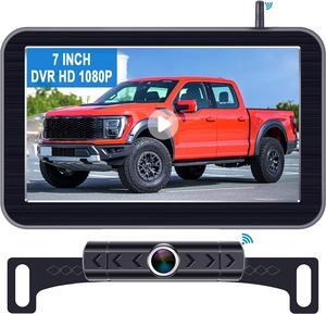 7-Inch Wireless Backup Camera for Truck - 4 Channel, DVR Recording, HD 1080P, Night Vision, IP69 Waterproof, Easy Installation for Trucks, Pickup, Trailer, Cars - Parking Safety & Towing Assistance