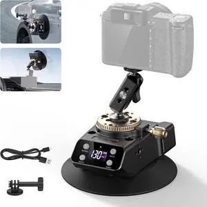 6" Electric Camera Suction Mount with Ball Head Magic Arm, Automatic Air Pump Vacuum Suction Cup, Aluminum Alloy Car Windshield Window Mount for Action Camera/Camera/Phone, CA017