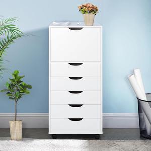 Home Carly 6-Drawer Office Storage File Cabinet on Wheels, Mobile Under Desk Filing Drawer Unit, Craft Storage Organization for Home, Office  White
