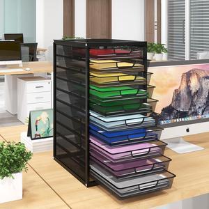 Mesh file organizer 10 drawers, Office Supplies Desktop Organizers and Accessories Stationery Storage, Paper Letter Tray, File Binder Organizer for Home Office School,Black