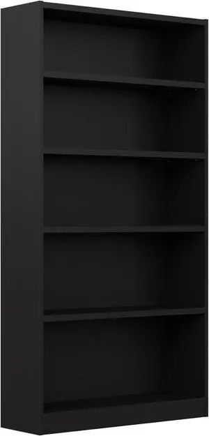 Furniture Universal Tall 5 Shelf Bookcase in Black, Vertical Storage and Display Bookshelf for Home Office or Living Room Organization
