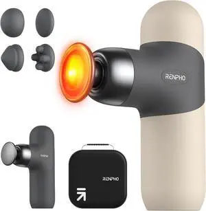 Mini Thermal Massage Gun with Heat, FSA HSA Eligible Portable Deep Tissue Percussion Massager, Color Silicone Sleeves Travel Size with Carry Case, Grey