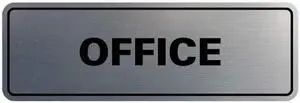 Standard Office Sign - Professional Business Signage - Easy to Install (Brushed Silver) - Large5 Pack