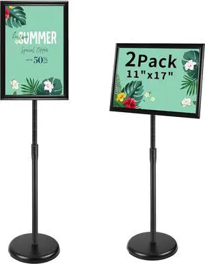 2 Pack 11 x 17 Adjustable Sign Stand for Display, Indoor Outdoor Sign Holder Stand Floor Standing Sign Holder Pedestal Signage Stand for Events Fair Office Store Busniess