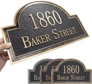 Handcrafted Carving Sign - Large House Number - Vintage Address Plaque - 16" x 10" - Personalized Address Plaquer for Yard Sign, Enterprise, Office, 911 Visibility Signage (Styles 7)