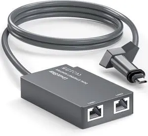 Dual Ports Starlink Ethernet Adapter for Starlink V2, Multi Starlink Ethernet Adapter Gen 2 for Wired External Network 2 Devices Networked Simultaneously Fast & Stable Connect Up to 1 Gbps