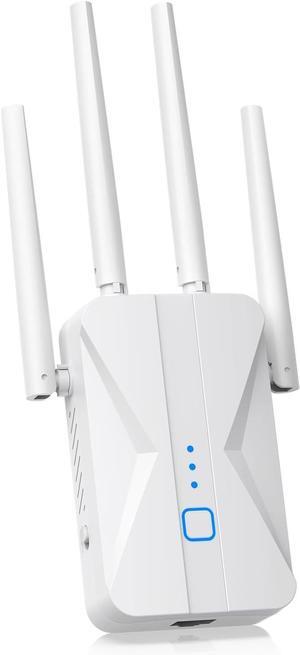 WiFi Extender Signal Booster, 2025 WiFi Extender AC1200Mbps Dual Band (5.8GHz/2.4GHz), WiFi Booster with Ethernet Port for Home Covers up to 10000 Sq.ft, Compatible with More Devices