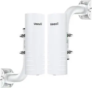 Wireless Bridge Outdoor with 2 Bracket: UeeVii CPE452 Point to Point 5.8G Long Range WiFi CPE - Work with Starlink - Extend Network to Shop Barn Garage, with 14DBi Antenna 24V PoE 2 LAN Port 2Pcs