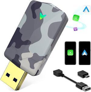 Mini Wireless Android Auto and Carplay Adapter with Fast Stable WiFi Bluetooth Connection, Wired to Android Auto Adapter, Compatible with iOS10+/Android 11+ & Cars from 2016 in Dash Navigation