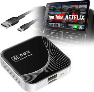 3-in-1 Wireless CarPlay Adapter & Android Auto Wireless Adapter, Plug & Play, Easy Setup, Supports Netflix, YouTube, Disney+, TF Card, and More for Cars with OEM Wired CarPlay