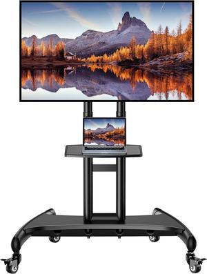 Mobile TV Cart for 32-83 Inch Flat/Curved LED/LCD/OLED TVs Rolling TV Stand with Height Adjustable Shelf Max VESA 600x400mm up to 100lbs- Outdoor TV Stand Trolley with Wheels PGTVMC05-1