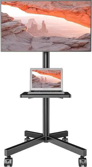 Mobile TV Stand for 23-60 Inch LCD LED Flat/Curved Panel Screen TVs, Rolling TV Cart Holds up to 88Lbs Portable Stand with Shelf Rolling Floor Max VESA 400x400mm