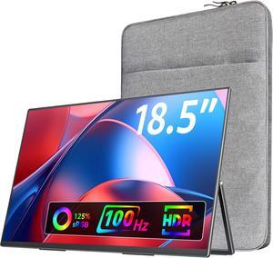 Large Portable Monitor-18.5 Inch Computer Gaming Display 100Hz 125% sRGB FHD 1080P USB-C HDMI IPS Screen for Laptop Mac Surface PC PS4/PS5 Xbox Built-in Kickstand, Speakers, VESA Mountable