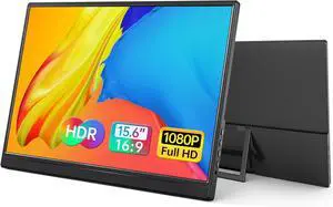 Portable Monitor 15.6 Inch 1080P USB-C HDMI Ultra-Slim Travel Monitor with Kickstand, for Laptop, PC, Mac Phone, PS, Xbox, Swich IPS Ultra-Thin Zero Frame Gaming Monitor