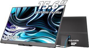 Portable Monitor 15.6" with USB-C & HDMI 1080P Travel Monitor Second Screen Display, Compatible with Windows, MacBook, Phone, Switch, Xbox & PS5 Portable Gaming External Monitor