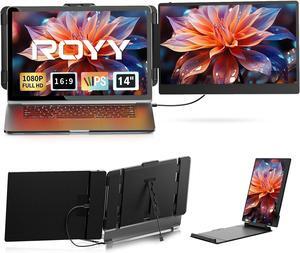 Laptop Screen Extender Dual Monitor - 14" Portable Monitor IPS FHD 1080P Attachment Extended Extra Screen USB-C HDMI Port Compatible with Wins Mac Dex Chrome Travel Work Fits 13"-17" Laptops