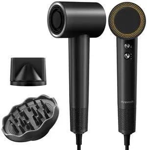 Hair Dryer with 110K RPM High Speed 1400w Motor for 2-5min Fast Dry, 0.86lb Lightweight & 49db Low Noise,1.5 Billion Plasma & Smart Thermo Control & Strong Magnetic Nozzle Diffuser Travel Blow Dryer