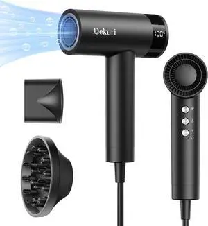 Hair Dryer, 110,000 RPM High-Speed Fast Drying Blow Dryer, 200 Million Ionic Lightweight Hairdryer with Diffuser, Magnetic Nozzle, 4 Temps & 3 Speeds, Low Noise for Women & Men, Black