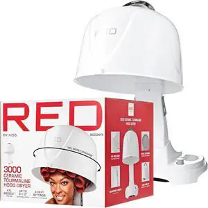 Red by Kiss 3000 Ceramic Tourmaline Professional Hood Dryer, 4 Heat Settings Blow Dryer for Home & Salon, Height Adjustable Convenient Big Hood Size Extra Coverage
