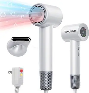 Hair Dryer, 180000 RPM Professional High Speed Blow Dryer Negative Ionic Care Hair Dryer for Fast Drying, Low Noise, HD Display Hairdryer for Curly Straightener, Thermo-Control Hairdryer with Nozzle