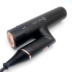 Research Institute DryQ Smart Hair Dryer - Super Lightweight, Foldable - Powerful, Quiet Motor - Infrared and Ionic Technology - 3 Magnetic Attachments - Heat Control with Locking Switch