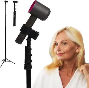 Hair Dryer Stand  Heavy Duty 26-74 Inch Adjustable Blow Dryer Holder with Non-Slip Tripod and Universal Clip  Hands Free for Frozen Shoulder, Arthritis, and Wrist Pain Relief