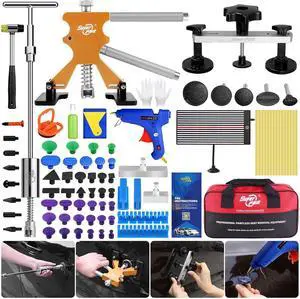 Dent Puller Kit, 84 PCS Paintless Dent Repair Kit for Car, Body Repair Dent Removal Tools with LED Line Board, Dent Lifter, Bridge Puller, Slide Hammer T-Bar for Car Body Dents