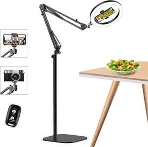 10" Ring Light Tripod for iPhone Overhead Phone Mount Holder, Flexible Ring Light with Stand - LED CRI >95 & Adjustable 70" Height, Phone Stand for Recording Video Camera Selfie Vlog TikTok YouTube