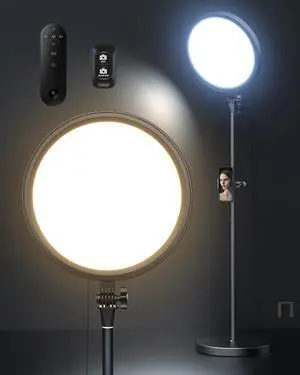 Big Ring Light with Stand, 79 Tall Ringlight Stand with Remotes and Phone Holder, Professional Floor Stand Light Ring for Video Recording, Live Stream, TikTok, Makeup, Photography, Barber