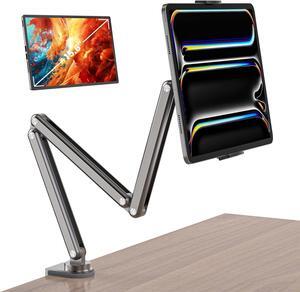 Tablet Stand for Desk, Aluminum Alloy Foldable Tablet Arm Mount Holder Compatible with iPad 10/9th, iPad Pro Air 13/11inch (2024), iPad Mini,  Galaxy Tab & More 7-15.6'' Tablet Portable Monitor