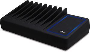 10 Port 90W USB Charging station with Qi wireless and USB C Charging, Ambient Light Deck compatible with iPhone iPad  Galaxy Google Nexus