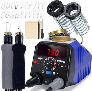 939D-VI Dual Pen Wood Burning Kit 250-750/482-1382 A/B Toggle Wood Burning Tool with 2 Detachable Pens, 20 Wood burner Tips, Dual-Barrel Holder. Suitable for Pyrography, Leather Burning Kit