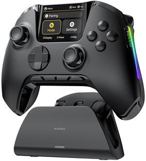 Interactive Screen Wireless Gaming Controller for PC/Switch/iOS/Android,Hall Effect Stick & Trigger,RGB Lighting,Remappable Buttons,1800mAh with Charging Dock (Black)