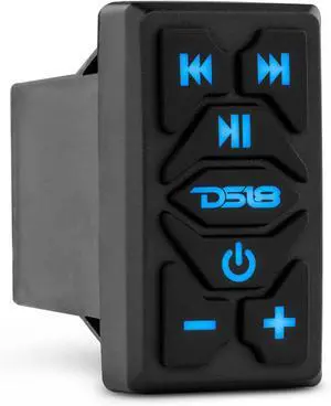 DS18 RKS-BT Waterproof Bluetooth Marine Rocker Switch Audio Streamer with Controls - Built-in Wireless BT Audio Receiver - Stereo 2.5v Pre-Out RCA - Universal Rocker Switch Mount