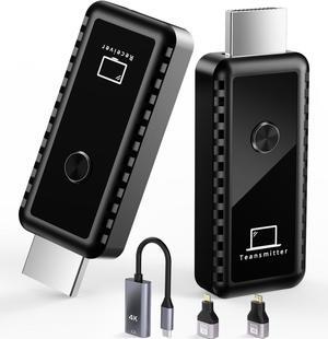 Wireless HDMI Transmitter and Receiver, Plug & Play Portable Wireless HDMI, 4K Wireless HDMI Support 2.4/5.8Ghz 100Ft, for Laptop/Pc/Tv Box/Camera/Projector (Black)